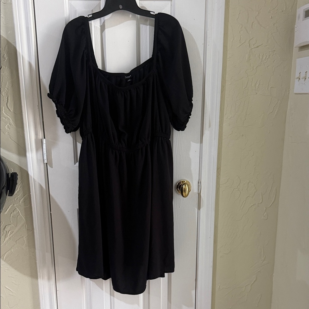 Torrid Black Dress with Puff Sleeves
